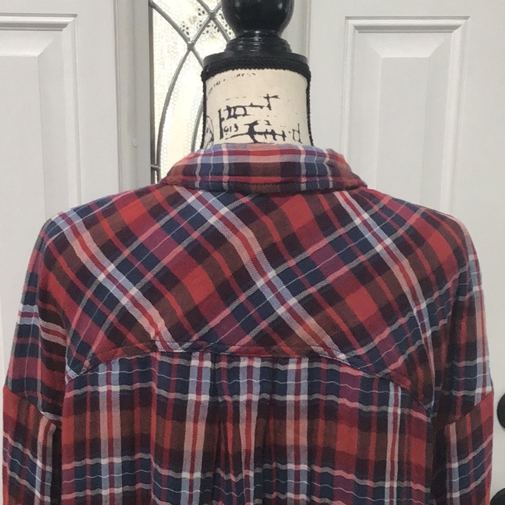 Free People Plaid Oversized Button Down Shirt - Size L - Picture 10 of 16